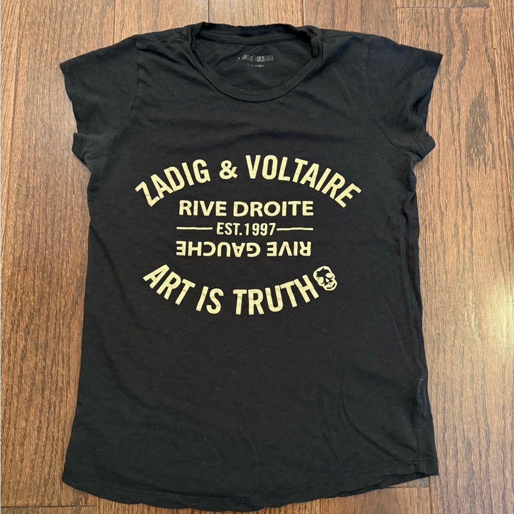 🌟 Zadig & Voltaire Black Graphic Tee - "Art Is Truth"